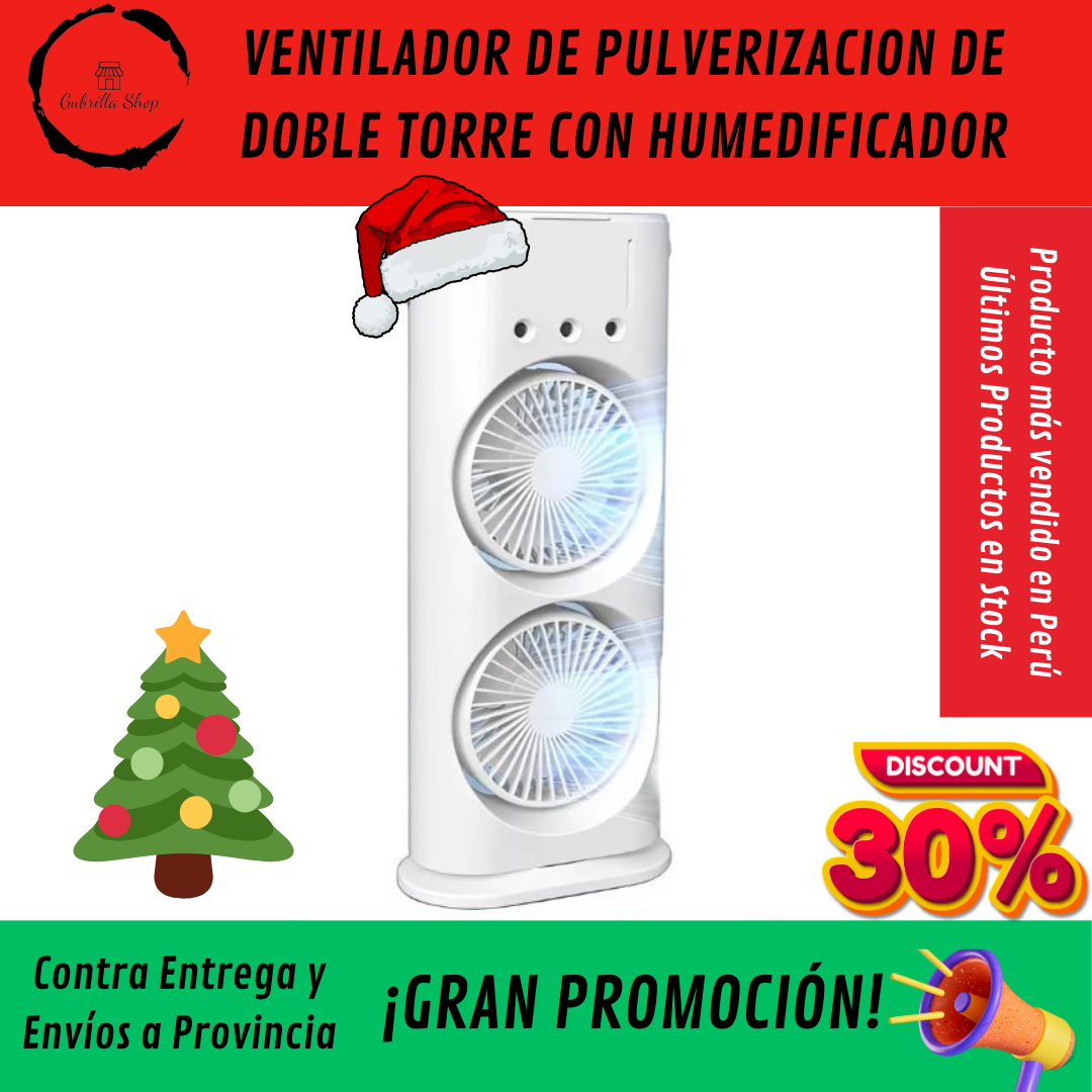 🌬️VENTILADOR DE PULVERIZACION DE DOBLE TORRE CON HUMEDIFICADOR🌬️